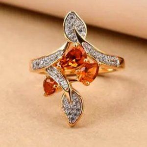 GP Santa Ana Madeira Citrine and Natural White Zircon Diamond Ring
